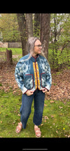 Load image into Gallery viewer, One-of-a-Kind: Ukrainian Deep Blue Floral Blanket Flora Jacket (S)