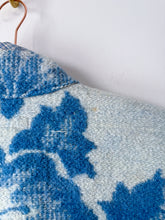 Load image into Gallery viewer, One-of-a-Kind: Blue Floral Wool Ukrainian Blanket Flora Jacket (M)