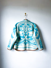 Load image into Gallery viewer, One-of-a-Kind: Ukrainian Blue Floral Wool Blanket Flora Jacket (L)