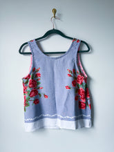 Load image into Gallery viewer, One-of-a-Kind: Vintage Rose Tablecloth Pearl Snap Tank (S)