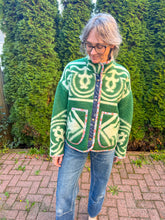 Load image into Gallery viewer, One-of-a-Kind: Forest Green Ukrainian Blanket Flora Jacket (M)