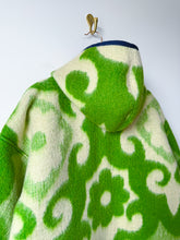 Load image into Gallery viewer, One-of-a-Kind: Spring Green Floral Ukrainian Blanket Hooded Flora Jacket (M)