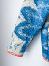 Load image into Gallery viewer, One-of-a-Kind: Blue Floral Ukrainian Blanket Flora Jacket (L)
