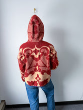 Load image into Gallery viewer, One-of-a-Kind: Rust Floral Wool Ukrainian Blanket Hooded Flora Jacket (M)