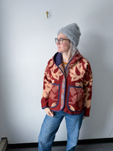 Load image into Gallery viewer, One-of-a-Kind: Rust Floral Wool Ukrainian Blanket Hooded Flora Jacket (M)