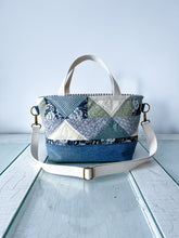 Load image into Gallery viewer, One-of-a-Kind: Tea-dyed Diamond Block Project Bag (with detachable strap)