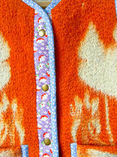 Load image into Gallery viewer, One-of-a-Kind: Tangerine Floral Wool Blanket Snap Front Vest (M)