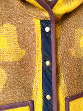 Load image into Gallery viewer, One-of-a-Kind:Mustard and Chartreuse Floral Ukrainian Blanket Hooded Flora Jacket (M)