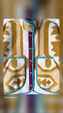Load image into Gallery viewer, One-of-a-Kind: Ochre Geometric Ukrainian Blanket Flora Jacket (M)