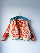 Load image into Gallery viewer, One-of-a-Kind: Copper Floral Ukrainian Wool Blanket Flora Jacket (M)