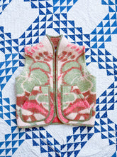 Load image into Gallery viewer, One-of-a-Kind: Green and Red Floral Vintage Blanket Vest (XS-M)