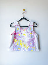 Load image into Gallery viewer, One-of-a-Kind: Vintage Sunfaded Floral Tablecloth Turnaround Tank (S)