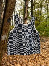 Load image into Gallery viewer, One-of-a-Kind: Navy Antique Woven Coverlet Turnaround Tank (S)