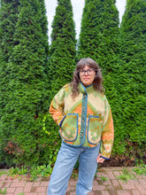 Load image into Gallery viewer, One-of-a-Kind: Geometric Floral Ukrainian Blanket Flora Jacket (S)
