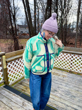 Load image into Gallery viewer, One-of-a-Kind: Kelly Green Floral Ukrainian Wool Blanket Flora Jacket (S)