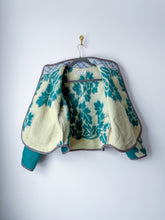 Load image into Gallery viewer, One-of-a-Kind: Turquoise Floral Ukrainian Blanket Flora Jacket (S)