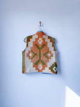 Load image into Gallery viewer, One-of-a-Kind: Geometric Floral Wool Blanket Vest (XS-M)