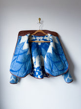 Load image into Gallery viewer, One-of-a-Kind: Blue Floral Ukrainian Blanket Flora Jacket (S)