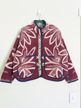 Load image into Gallery viewer, One-of-a-Kind: Toasted Burgundy Floral Ukrainian Blanket Flora Jacket (M)