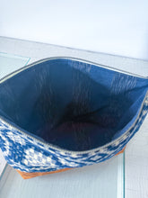Load image into Gallery viewer, One-of-a-Kind: Antique Navy Woven Coverlet Zip Pouch