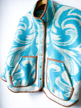 Load image into Gallery viewer, One-of-a-Kind: Ukrainian Blue Floral Wool Blanket Flora Jacket (L)