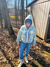 Load image into Gallery viewer, One-of-a-Kind: Golden Dawn Wool Blanket Hooded Flora Jacket (M)