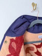 Load image into Gallery viewer, One-of-a-Kind: Rust Floral Wool Ukrainian Blanket Hooded Flora Jacket (M)