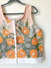 Load image into Gallery viewer, One-of-a-Kind: Vintage Peachy Floral Tablecloth Pearl Snap Tank (M)