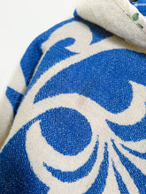 Load image into Gallery viewer, One-of-a-Kind: Blue Seashell Ukrainian Blanket Hooded Flora Jacket (L)