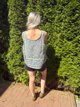 Load image into Gallery viewer, One-of-a-Kind: April Cornell Paisley Floral Tablecloth Pearl Snap Tank (L)