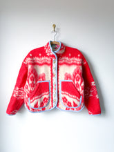 Load image into Gallery viewer, One-of-a-Kind: Red Floral Ukrainian Blanket Flora Jacket (S)