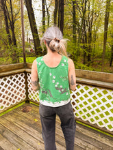 Load image into Gallery viewer, One-of-a-Kind: Vintage Floral Tablecloth Pearl Snap Tank (M)