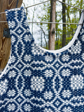 Load image into Gallery viewer, One-of-a-Kind: Navy Antique Woven Coverlet Turnaround Tank (M)