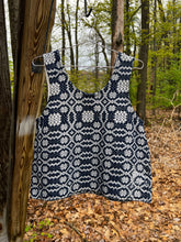 Load image into Gallery viewer, One-of-a-Kind: Navy Antique Woven Coverlet Turnaround Tank (M)
