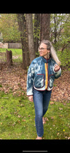 Load image into Gallery viewer, One-of-a-Kind: Ukrainian Deep Blue Floral Blanket Flora Jacket (S)