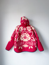 Load image into Gallery viewer, One-of-a-Kind: Fuchsia Floral Ukrainian Blanket Hooded Flora Jacket (L)