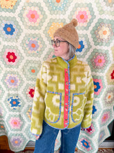 Load image into Gallery viewer, One-of-a-Kind: Celery Floral Ukrainian Wool Blanket Flora Jacket (M)
