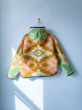 Load image into Gallery viewer, One-of-a-Kind: Geometric Floral Ukrainian Blanket Hooded Flora Jacket (M)