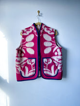 Load image into Gallery viewer, One-of-a-Kind: Ukrainian Fuchsia Berry Wool Blanket Vest (L/XL)