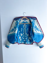 Load image into Gallery viewer, One-of-a-Kind: Blue Floral Wool Blanket Flora Jacket (S)