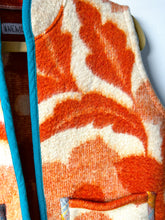 Load image into Gallery viewer, One-of-a-Kind: Ukrainian Fall Orange Floral Wool Blanket Cropped Vest (XS-S)