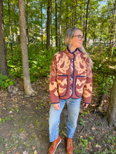 Load image into Gallery viewer, One-of-a-Kind: Brown and Tan Floral Vintage Ukrainian Blanket Flora Jacket (M)