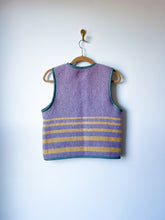 Load image into Gallery viewer, One-of-a-Kind: Lavender Geometric Wool Blanket Snap Front Vest (M)