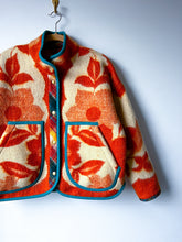 Load image into Gallery viewer, One-of-a-Kind: Fall Orange Floral Ukrainian Wool Blanket Flora Jacket (M)