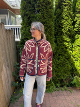 Load image into Gallery viewer, One-of-a-Kind: Toasted Burgundy Floral Ukrainian Blanket Flora Jacket (M)