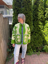 Load image into Gallery viewer, One-of-a-Kind: Green Apple Ukrainian Blanket Flora Jacket (L)