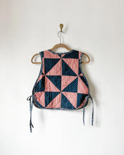 Load image into Gallery viewer, One-of-a-Kind: Indigo Pinwheel Side Tie Vest