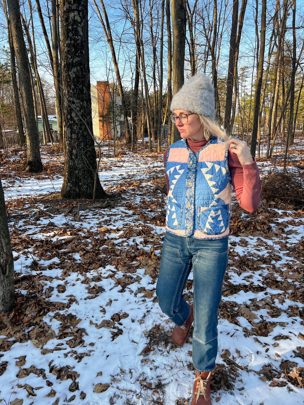 One-of-a-Kind: Pine Burr Snap Front Vest (S)