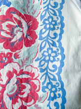 Load image into Gallery viewer, One-of-a-Kind: Aqua/Pink/Blue Floral Vintage Tablecloth Shaftsbury Shirt (S)
