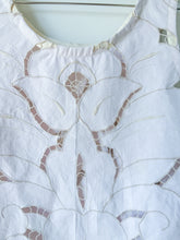 Load image into Gallery viewer, One-of-a-Kind: Cutwork Embroidered Coverlet Turnaround Tank (S)
